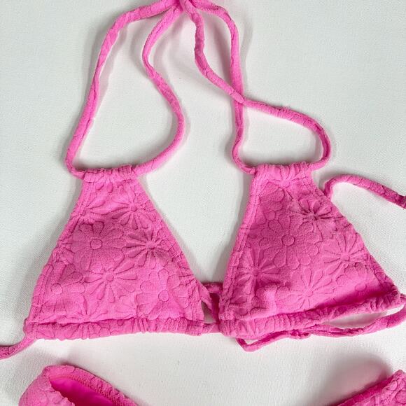 KB KINIS | Cheeky Bikini Set Textured Floral Print Pink Size S - Picture 5 of 12